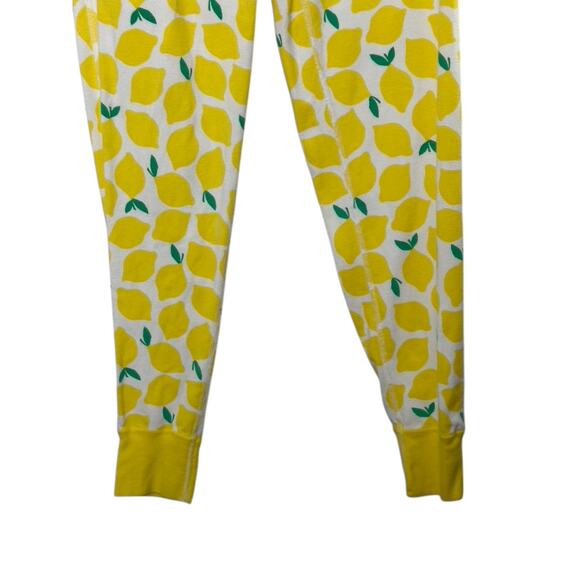 Hanna Andersson White & Yellow LEMON Print Pajama Pants Organic Cotton Sz Small - Picture 3 of 5